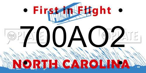 700AO2 North Carolina License Plate