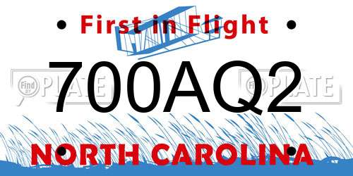 700AQ2 North Carolina License Plate
