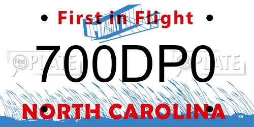 700DP0 North Carolina License Plate