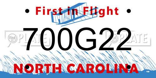 700G22 North Carolina License Plate