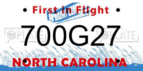 700G27 North Carolina License Plate
