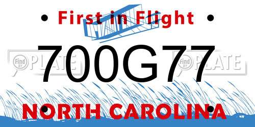 700G77 North Carolina License Plate