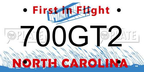 700GT2 North Carolina License Plate