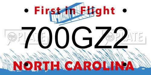 700GZ2 North Carolina License Plate