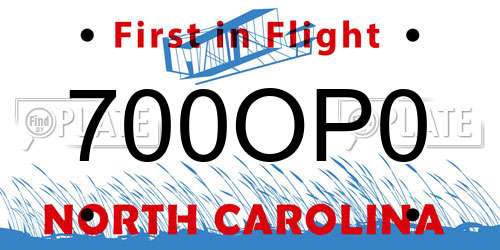 700OP0 North Carolina License Plate