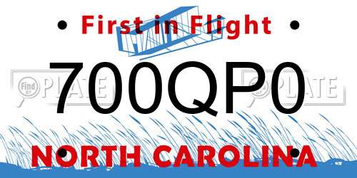 700QP0 North Carolina License Plate