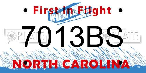 7013BS North Carolina License Plate