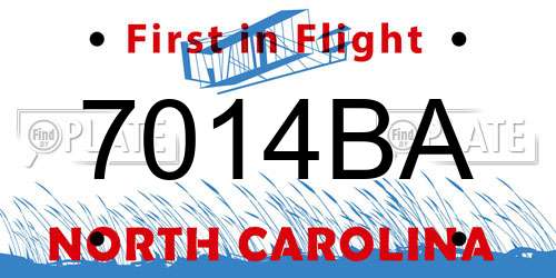 7014BA North Carolina License Plate