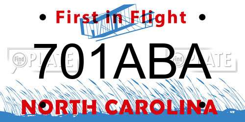 701ABA North Carolina License Plate