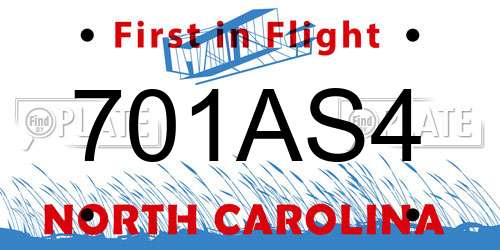 701AS4 North Carolina License Plate