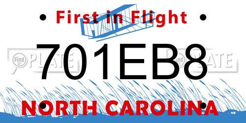 701EB8 North Carolina License Plate