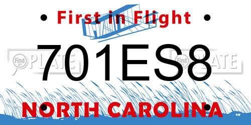 701ES8 North Carolina License Plate