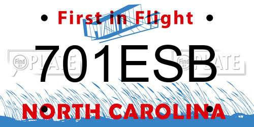 701ESB North Carolina License Plate