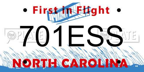701ESS North Carolina License Plate