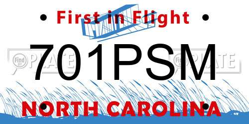 701PSM North Carolina License Plate