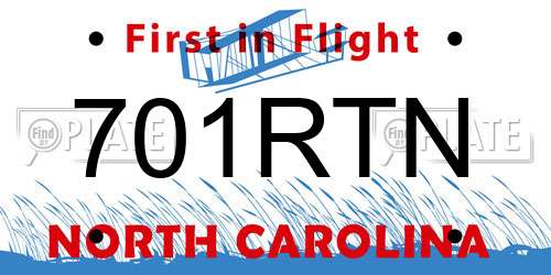 701RTN North Carolina License Plate