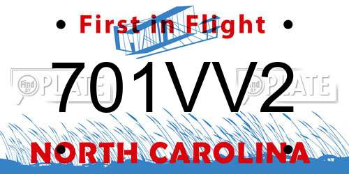 701VV2 North Carolina License Plate