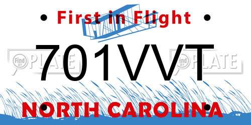 701VVT North Carolina License Plate