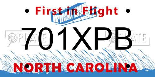 701XPB North Carolina License Plate