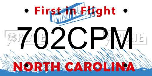 702CPM North Carolina License Plate