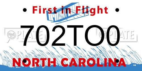 702TO0 North Carolina License Plate