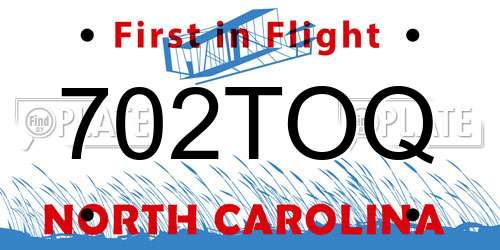 702TOQ North Carolina License Plate