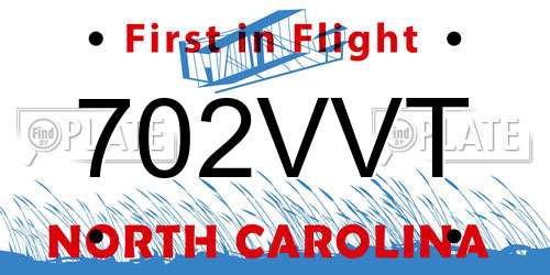 702VVT North Carolina License Plate