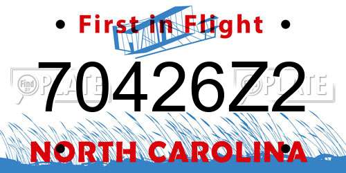70426Z2 North Carolina License Plate