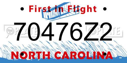 70476Z2 North Carolina License Plate