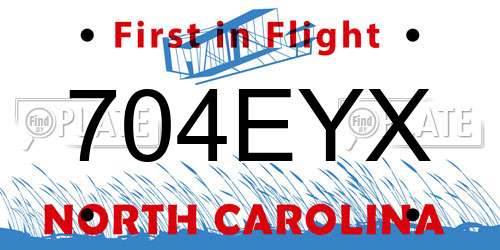 704EYX North Carolina License Plate