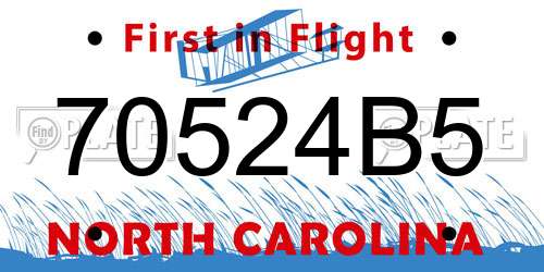 70524B5 North Carolina License Plate