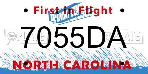 7055DA North Carolina License Plate