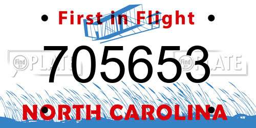705653 North Carolina License Plate