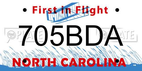 705BDA North Carolina License Plate