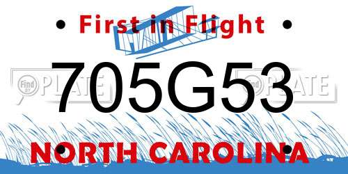 705G53 North Carolina License Plate