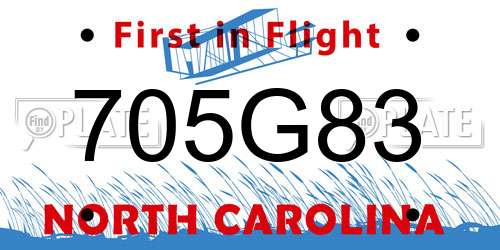 705G83 North Carolina License Plate
