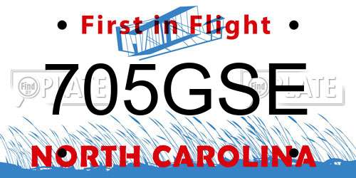 705GSE North Carolina License Plate