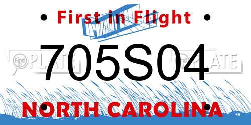 705S04 North Carolina License Plate