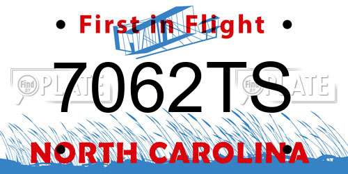 7062TS North Carolina License Plate