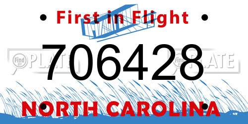 706428 North Carolina License Plate