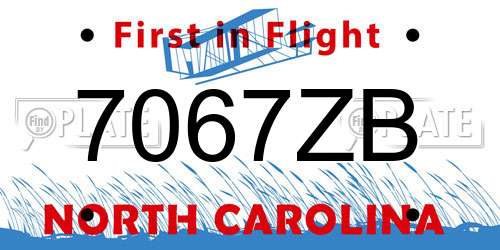 7067ZB North Carolina License Plate