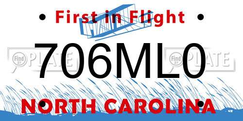 706ML0 North Carolina License Plate