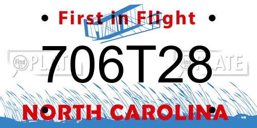706T28 North Carolina License Plate