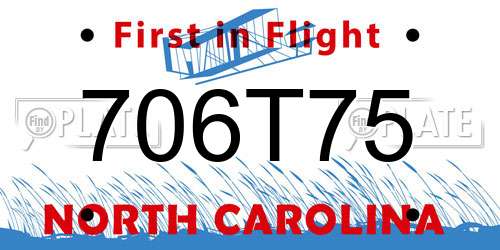 706T75 North Carolina License Plate