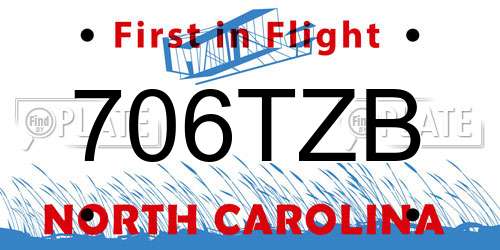 706TZB North Carolina License Plate