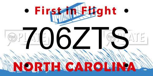 706ZTS North Carolina License Plate