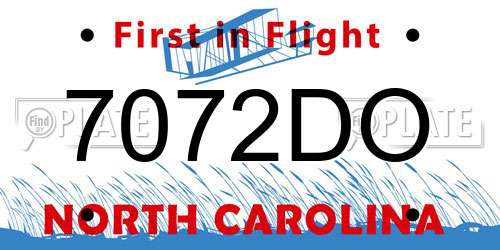7072DO North Carolina License Plate