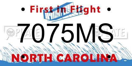 7075MS North Carolina License Plate