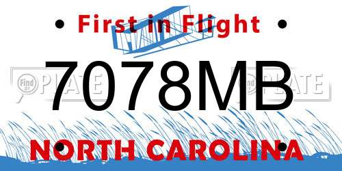 7078MB North Carolina License Plate