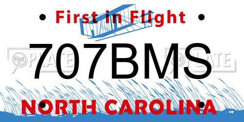 707BMS North Carolina License Plate